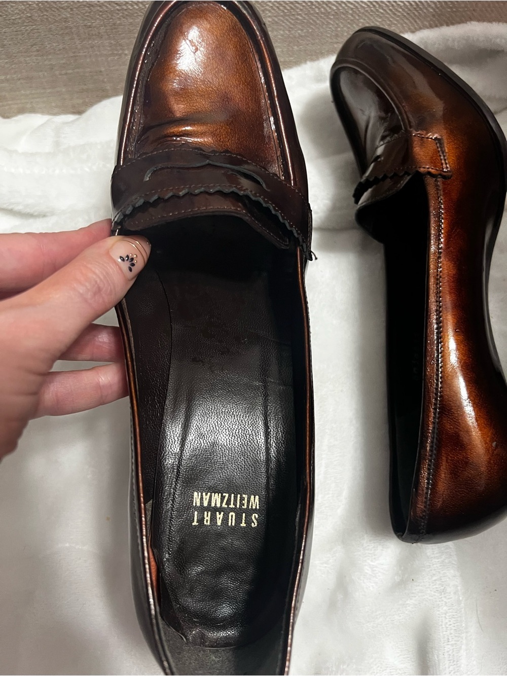 Stuart Weitzman Patent Leather Tortoise
Loafer Heel - Picture 7 of 9
